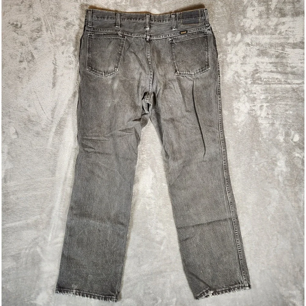 Vintage Rustler Jeans Men's 36X31 (Tag 38x32) Black Distressed Grunge‎ 87655BK